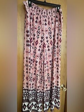 Lane Bryant Pink Geometric Print wide Leg Maxi Pants